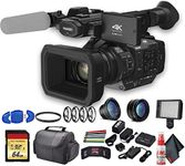 Panasonic AG-UX180 4K Professional Camcorder (AG-UX180PJ8) with UV Filter, Close Up Diopters, Wide Angle Lens,Tripod, Padded Case, LED Light, 64GB Memory Card and More Advanced Bundle