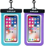 VIFUUR IPX8 Waterproof Phone Pouch Universal Cellphone Dry Bag Case Compatible for iPhone 15 14 13 12 Pro Max XS Plus Samsung Galaxy Phone Protector for Beach Diving Swimming -2 Pack Blue/Purple