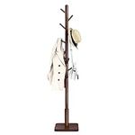 VASAGLE Coat Rack, Solid Wood Coat Stand, Freestanding Hall Tree, 8 Hooks, Dark Walnut URCR010W01