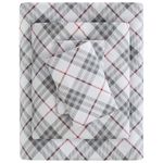 Sleep Philosophy True North Cozy Flannel Warm 100% Cotton Sheet - Novelty Print Animals Stars Cute Ultra Soft Cold Weather Bedding Set, Queen, Red Plaid 4 Piece