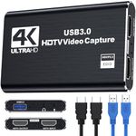 H.May Video Capture Card,USB 3.0 Capture Card,4K HDMI Loop-Out,1080P 60FPS Video Recorder for Xbox Series X/S,Xbox One X/S,PS4,OBS,Camera,Gaming,Streaming,Broadcasting