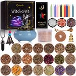 Witchcraft Supplies,Upgraded Wiccan Supplies and Tools for Altars Beginner,Dried Herbs for Witchcraft with Ceramic Incense Burner,Witch Herbs Kit for Spell,Wiccan Herbs Supplies
