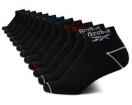 Reebok Boy's Cushioned Comfort Quarter Basic Socks With Reinforced Heel And Toe (12 Pack) (Medium, Formal Black)