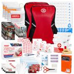 72HRS Essential Emergency Survival Kit - Heavy Duty 72 Hour Bug Out Bag Survival Kit for Earthquake, Hurricane, Tsunami, Winter, Blackout - Include Emergency First Aid Kit, Water, Food (Red 4 Person)