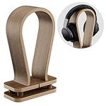 Navaris Walnut Headphone Stand - Wooden Universal Holder Display Hanger for Over-Ear Headphones with Wire Storage - Audio Equipment Accessories