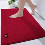 RTBQJ-AT Extra Large Bath Mat 120 x 80 cm Bathroom Mats, Non Slip Absorbent Bath Mats for Bathroom, Microfiber Soft Bathroom Rug, Machine Washable Shower Mat Outside Shower Red Bath Mat