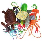 Nabance Large Sea Animal Figures Toys 18PCS Plastic Sea Creatures for Bath Ocean Animals Figures Learning Colour Toy Educational for Child Kids Toddler Gift