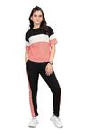 Madison Clothing Women's 2 Piece Striped Sweatsuit Set with Pants, Pink (Medium, pink)