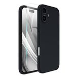 ACRONIX Compatible with iPhone 16 Case 6.1", with 1 x Screen Protector, Liquid Silicone Case Comprehensive Protection Cover Slim Shockproof Gel Rubber Phone Case for iPhone 16 6.1inch-Black