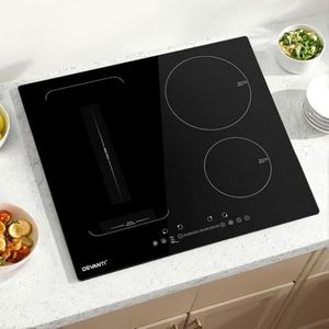 Devanti Induction Cooktop, Ceramic Glass Portable Cookware Cooker Super Powerful Electric Stove Plate Home Kitchen Appliance, with Flex Cooking Zones 4 Hobs Touch Control Panel Black