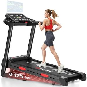 Treadmill with Incline for Home, WENOKER 12% Auto Incline Treadmill with Handrail 300 lbs Capacity, 3.0HP Quiet Walking Pad Tread mill with App, Portable Folding Tread mill with Heart Rate & Wide Belt