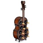 CHRISTOW Wooden Wine Rack, 8 Bottle Holder, Free Standing Violin Cello, Oak Effect Storage, Gift For Wine Lover, H101cm