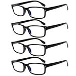 Kerecsen 4 Pack Reading Glasses for Women/Men Spring Hinges Readers Glasses Lightweight Eyeglasses (4 Pack Black, 2.5, multiplier_x)