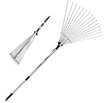 Old Tjikko Garden Leaf Rake,Grass Rake for Lawn,Adjustable Lawn Grass Rake for Grass Cleaning Fallen Leaves Weeds,34 to 63-Inch Adjustable Gardening Tools (160cm)