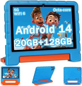 2024 Newest Kids Tablet 10 inch Android 14 Tablets for Kids Octa-Core, 20GB+128GB (TF 1TB), Child Tablet with Shockproof, 2.4G+5G WiFi 6, Parental Control, Face Unlocked,Split-Screen (Blue)