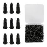 Tabanzhe 100 PCS Plastic Syringe Tip Caps,Screw Type Dispensing Stop Caps,Dispensing Needle Tip Plugs Lab Feeding Tube Needle Tip Caps for Industrial Laboratory Lock Syringe(Black)