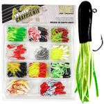 VMSIXVM Tube Lures Crappie Lures Tube Jig Heads Tube Bait Kit, Tube Worm Hooks Crappie Jig Soft Plastic Tube Bait for Bass, Crappie, Panfish, Trout, Tube Rigs Tube Swimbait for Freshwater Saltwater