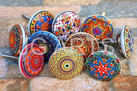 20 x Mix Vintage Look Flower Ceramic Knobs Door Handle Cabinet Drawer Cupboard Pull Mandala Xfer New