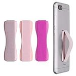 kwmobile Finger Holders For Smartphones - Set of 3 Self Adhesive Elasticated Finger Holder Straps for Phones - Pink/Dark Pink/Rose Gold