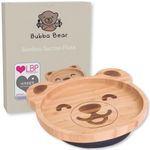 Bubba Bear Baby Toddler Suction Plate Set, Made with Natural Bamboo, Stay Put Suction Plates for Weaning Babies & Feeding Toddlers (Bear (1-6 yrs))