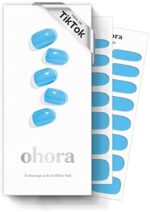 ohora Semi Cured Gel Nail Strips (N Tint Soda) - Blue, Tint, Works with Any UV/LED Nail Lamps, Salon-Quality, Long Lasting, Easy to Apply & Remove - Includes 2 Prep Pads, Nail File & Wooden Stick