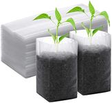 GREANER 100PCS Biodegradable Plant Bags, 5.9x6.3 inches Non Woven Seedling Bags for Planting, Garden Seed Starters Pouchs, Transplant Pots Grow Bags for Vegetables, Flowers, Indoors and Outdoor Use