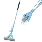 AMOS Super Mop with 1 PVA Super Absorbent Sponge Heads, Telescopic Handle - Floor Mop for Hardwood Laminated Floor, Kitchen, Bathroom | Home Cleaning Tools, Eezy cleaning,Blue