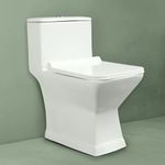 Hindware One-piece Tozzo Floor Mount Western Commode for Bathroom | Made of Ceramic | Star White | Oval Shape | Floor Mount Ewc | 10-Year Manufacturer Warranty