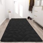 Kitinjoy Indoor Door Mat, 36" x 59", Non-Slip Absorbent Resist Dirt Entrance Mat, Washable Low-Profile Front Back Door Mat Welcome Mat for Entryway, Black