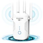 QLOCOM 2024 Newest WiFi Booster Range Extender 1200Mbps WiFi Extender Booster Dual Band 5GHz & 2.4GHz Wireless Internet Booster/Hotspot with Wider Coverage, Broadband Extender, UK Plug