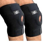 Comfy Fit Knee Support For Men & Women | Gym Squats Knee Belt/cap | Adjustable Compression Knee Support Braces For Knee Pain, Arthritis, Joint Pain Relief, Meniscus Tear - Black (Pack Of 2)