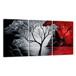 Wieco Art - Large Size The Cloud Tree 3 Panels Modern Giclee Canvas Prints Artwork Abstract Seascape Paintings Reproduction Sea Beach Photo Printed on Canvas Wall Art Ready to Hang for Living Room Bedroom Home Decoration