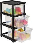 Amazon Brand - Solimo Plastic Multipurpose Modular Drawer, 3 Racks, Large, Transparent