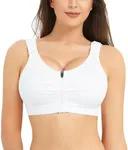 BRABIC Zip Front Closure Everyday Bra for Women Post Surgery Compression Support with Adjustable Straps Wirefree, White, Medium