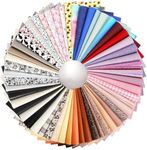 LOTOFUN 30 Pieces Random Colors Faux Leather Sheets 8X 6Inch Multiple Styles Mixed Glitter Grain Texture Embossed Pattern Printed Colored Leather for Earrings Making Hair Bow and Crafts DIY