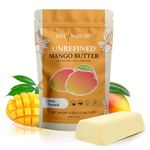 Hera Nature Raw Unrefined Mango Butter Bar Amazing Moisturizer Use Alone or in DIY Body Butters Soaps Lotions and lip balm - 100 Percent Pure and Fresh (USA) - 1/2 lb (8 oz)