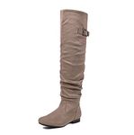 DREAM PAIRS Women's Suede Over The Knee Thigh High Winter Boots, Khaki, 7