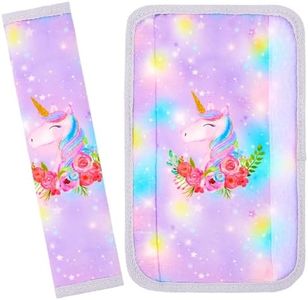 MHJY Seat Belt Pads for Kids Seatbelt Strap Cover 2 Packs Unicorn Car Seat Belt Covers Soft Comfortable Harness Pad for Toddlers Girls Boys Children, Rainbow