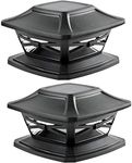 Davinci Lighting Flexfit Solar Outdoor Post Cap Lights - One-Size-Fits-All Base for 4x4 5x5 6x6 Wooden Posts - Bright LED Light - Slate Black (2 Pack)