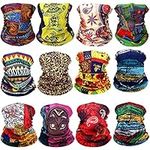 Syhood 12 Pcs African Neck Gaiter Bandanas for Women Head Wrap Boho Balaclava Coverings Print Face Scarf Multi Color Medium