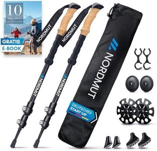 NORDMUT® Wanderstöcke Teleskop aus stabilen Aluminium oder Carbon - Leichte Nordic Walking Stöcke Damen und Herren - Komfortable Korkgriffe mit Eva-Schaum Verlängerung Carbon/Wanderstöcke