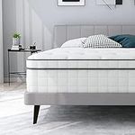 Double Mattress, 4FT6 Innerspring Hybrid Mattress, 10.6 Inch Double Mattress with Breathable Foam and Pocket Spring for Cool Comfort Sleep, Medium Plush Feel Double Mattress (135x190x27cm)