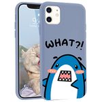 Cute Cartoon Shark for iPhone 12/12 Pro Case, Kawaii Fish Blue Liquid Silicone Soft Gel Rubber Phone Case for Women Girls