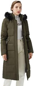 Orolay Women's Quilted Down Jacket Winter Long Coat Hooded Stand Collar Parka Green M