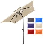 Pakarde 6.6' X 10' Patio Umbrellas Outdoor 2 Tiers Rectangle Table Umbrella with Push Button Tilt and Crank for Garden, Lawn, Deck, Backyard & Pool(Beige)