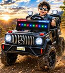 TRENZO Kids Electric Ride On Jeep Style Car with Remote Control, Battery Operated Toy for Boys and Girls, LED Lights, Music System, Comfortable Seat and Stable Wheels