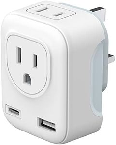 Canada to UK Plug Adapter, Redagod Ireland Type G European Power Adapter Converter with 2 American Outlets 1 USB Ports & 1 USB C, UK Travel Adapter for US CA to England Scotland Irish Hong Kong