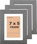 Clay Roberts Photo Picture Frames 7 x 5, Dark Grey, Pack of 3, Freestanding and Wall Mountable, 13 x 18 cm, 7x5 Picture Frame Set, Grey Frames, Photo Frame, 5x7 Photo Frame, 5x7 Picture Frames