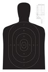 Official NRA B-27E Paper Shooting Targets, Silhouette, 23"x35", 50 Yard Police Target (30 Target Pack, Black)