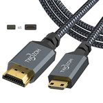 Twozoh Long Mini HDMI to HDMI Cable 10M, HDMI to Mini HDMI Braided Cord Support 720P 1080P Projector, Monitor, Tablet, Camcorder